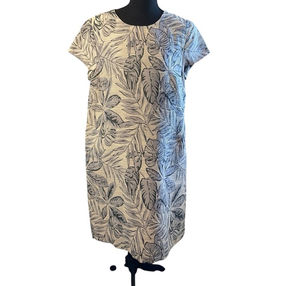 J.McLaughlin Francine Indigo Leaflet Jacquard Shift Dress L NWT - Picture 2 of 9